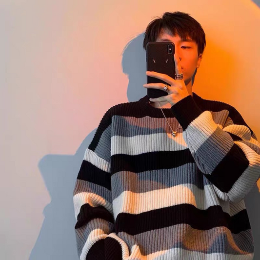 “Color-blocking stripes” Sweater