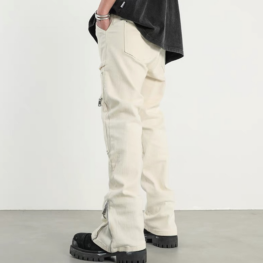 Zipper Patchwork Pocket Jeans