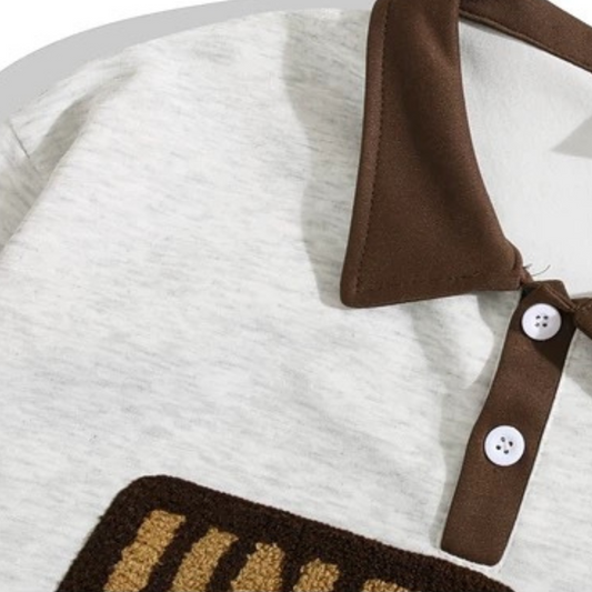 "Japanese Letter Jacquard Polo" Sweatshirt