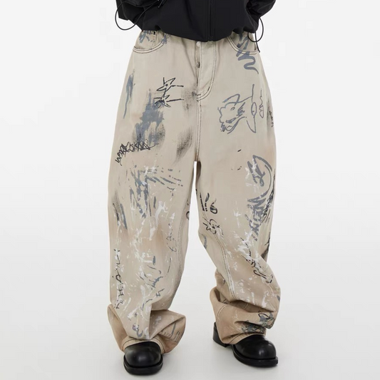 Hand-painted Graffiti Baggy Jeans