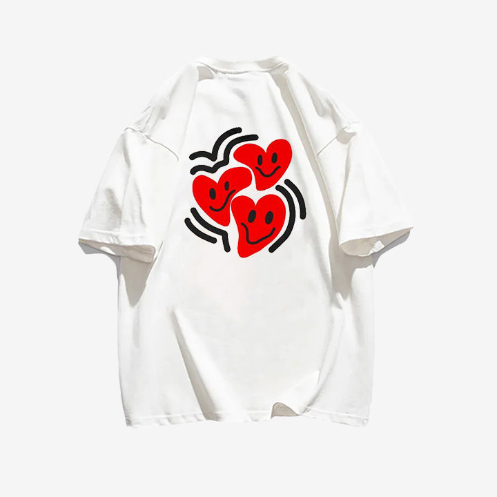 "Casual hip-hop retro high street cartoon love face" T-shirt