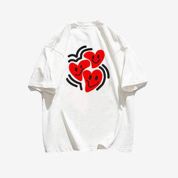 "Casual hip-hop retro high street cartoon love face" T-shirt