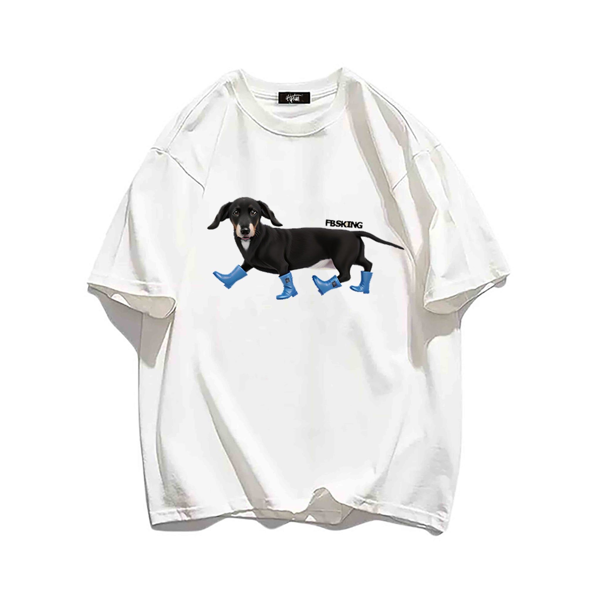 "Casual retro high street walking puppy" T-shirt