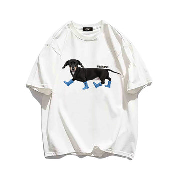 "Casual retro high street walking puppy" T-shirt