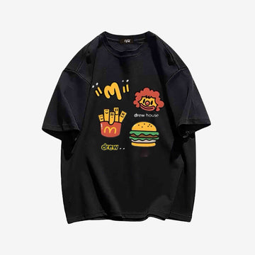 "Trendy cartoon McDonald's hamburger print" T-shirt