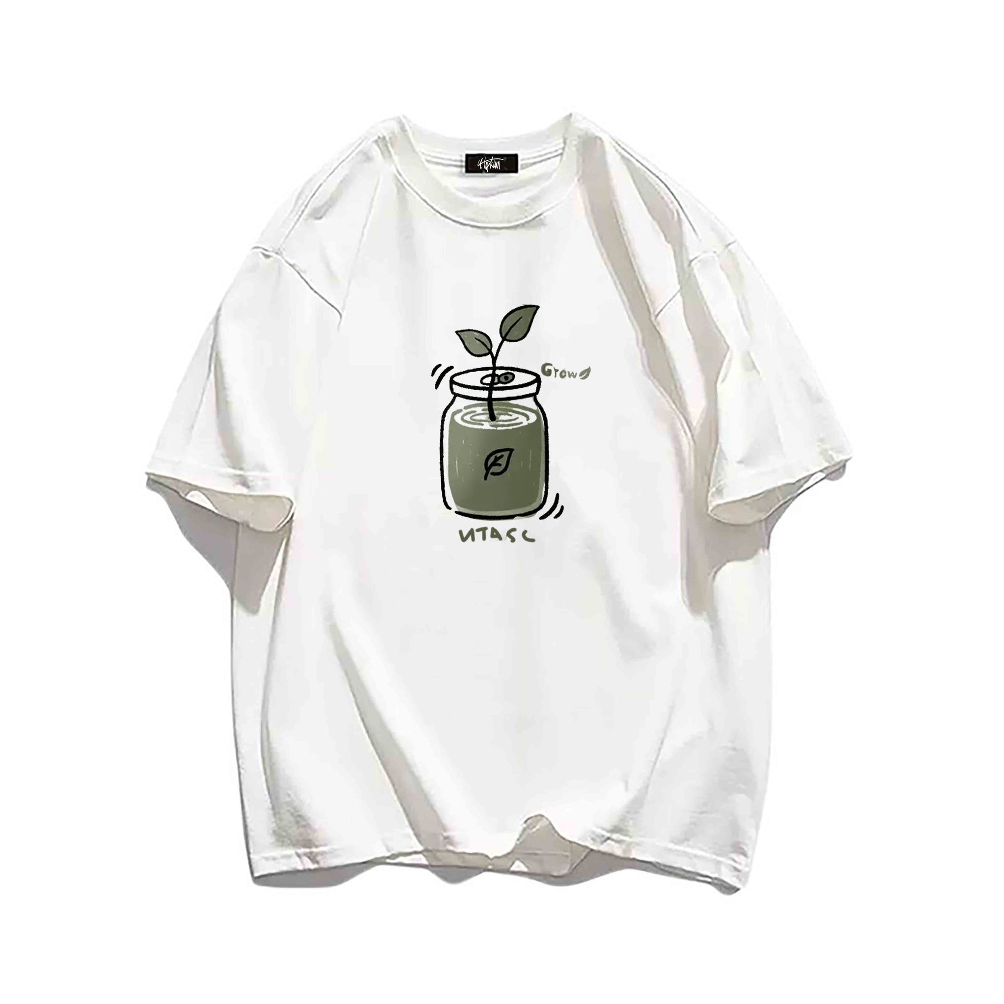 "Casual high street retro cartoon sapling water jug" T-shirt