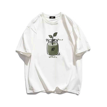 "Casual high street retro cartoon sapling water jug" T-shirt