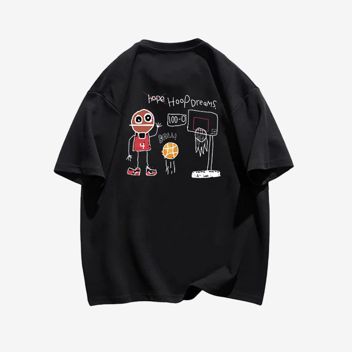 "Casual retro high street cartoon villain playing ball" T-shirt