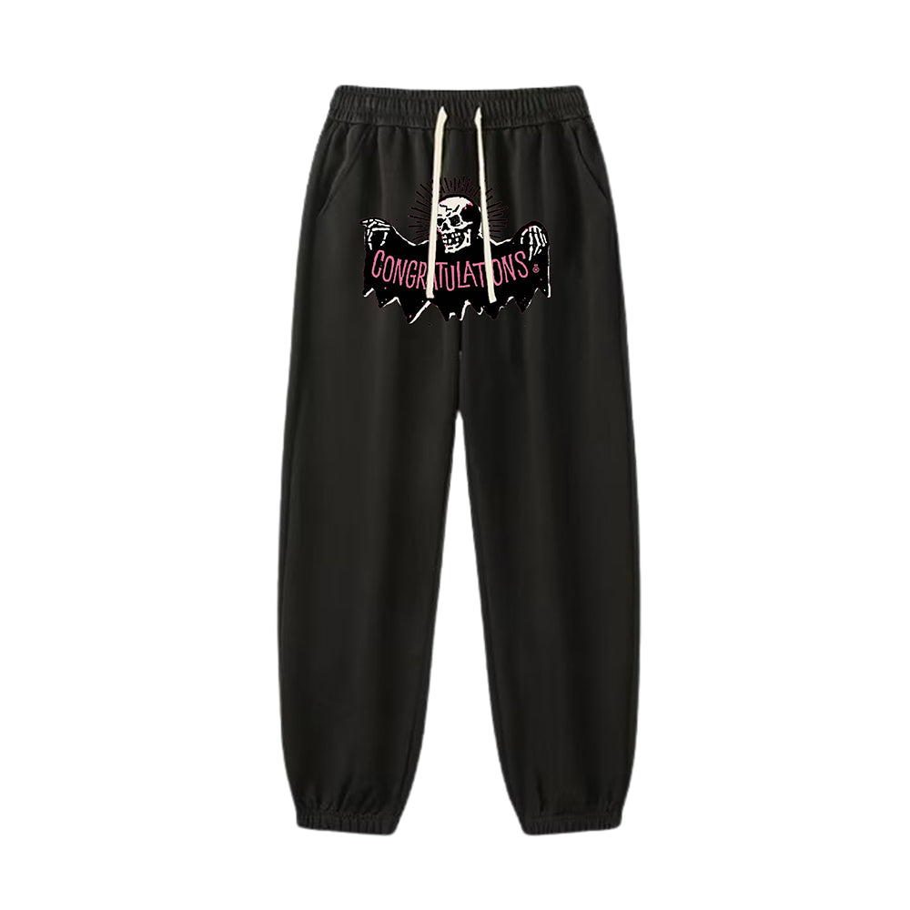 "Casual high street cartoon skull dark hand drawn" Sweatpants