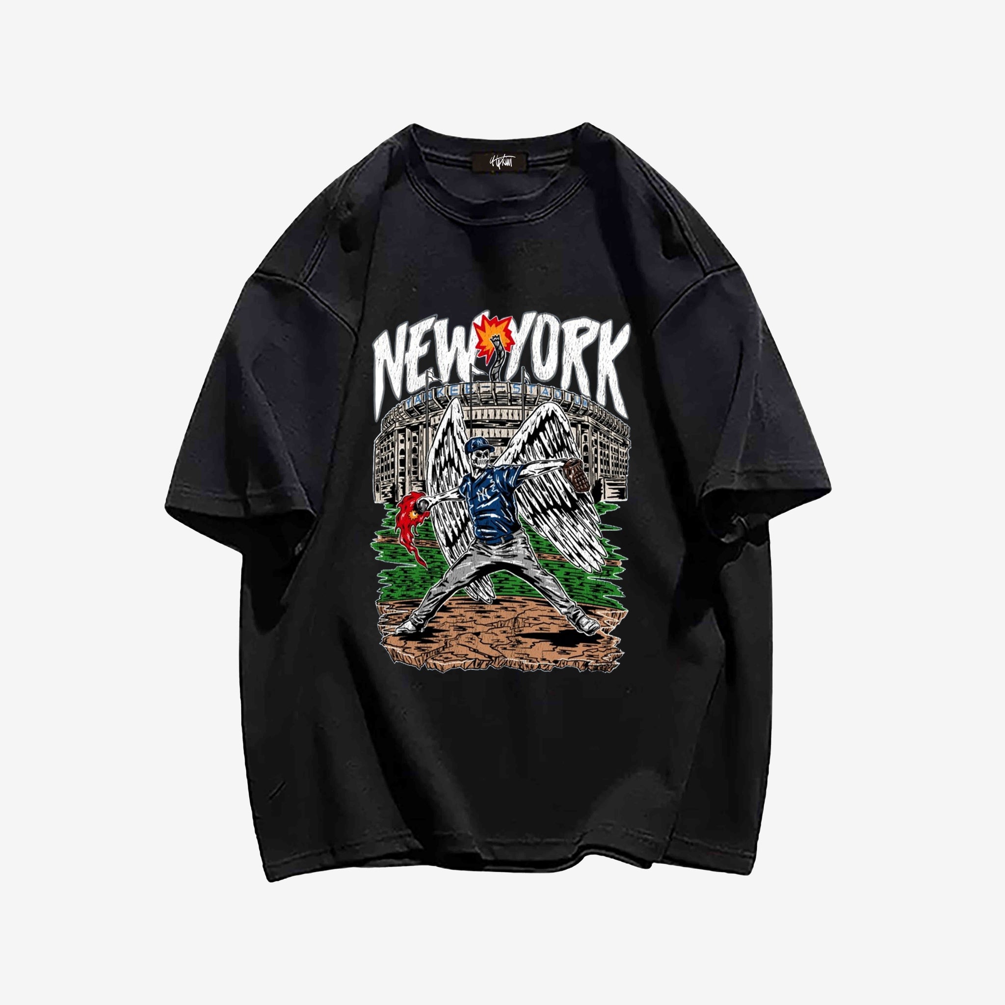 "Skull trend baseball explosion print" T-shirt