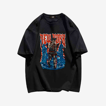 "Dark trend black player skull print" T-shirt