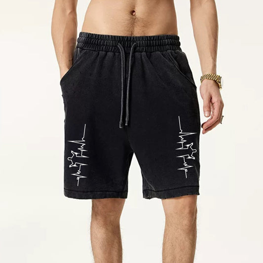 "High street casual cartoon character heartbeat line" Shorts