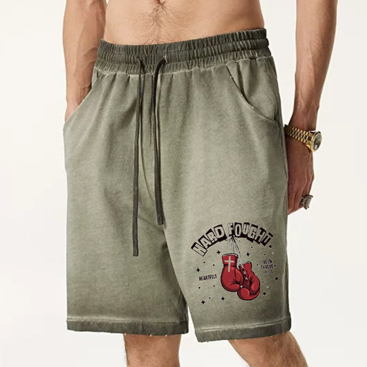 "High street cartoon anime boxing gloves letter design casual" Shorts