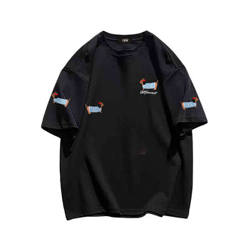 "Casual high street retro cartoon dachshund puppy" T-shirt