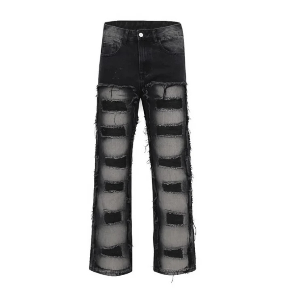 "American High Street Gradient Hole" Jeans