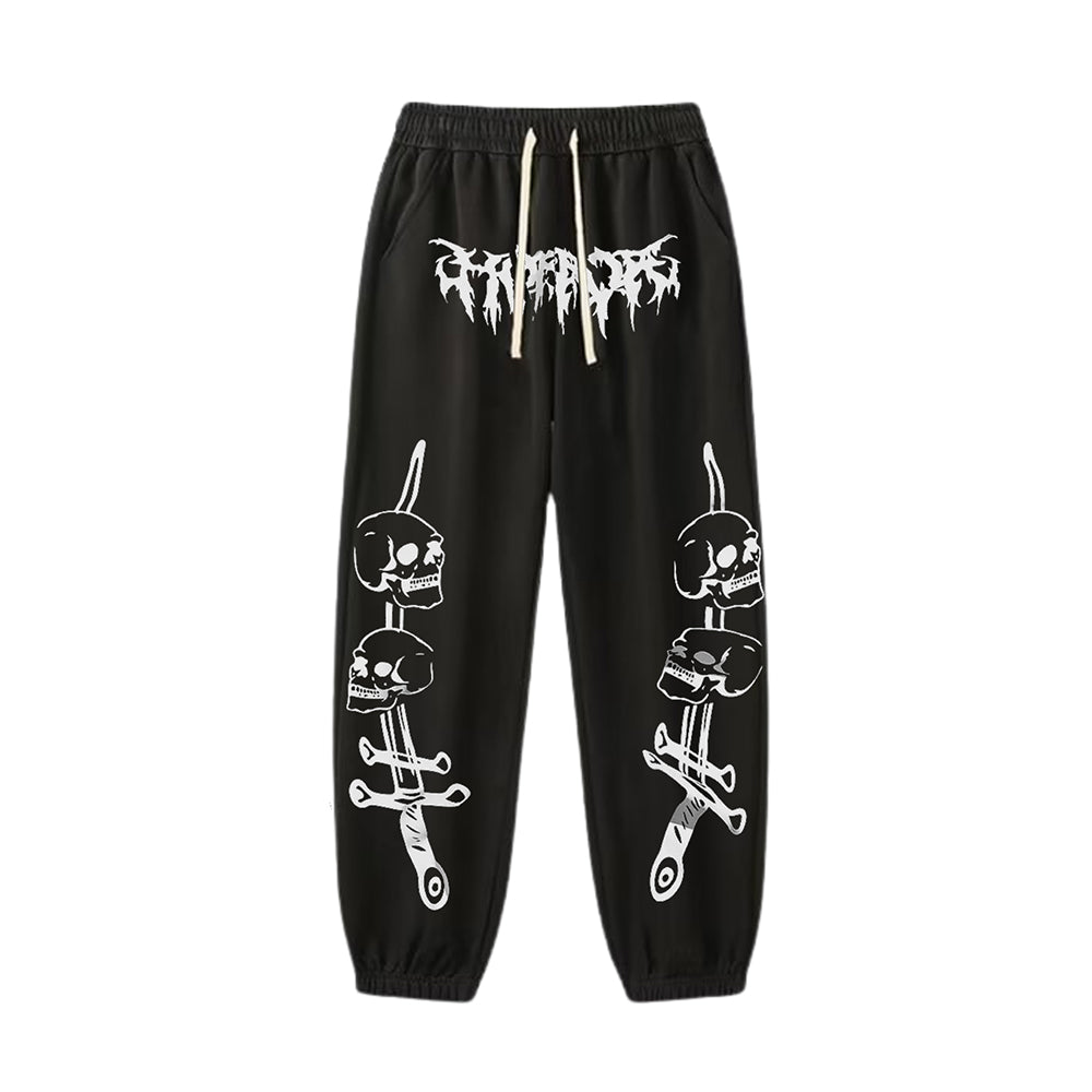 "Casual high street dark cartoon skull" Sweatpants