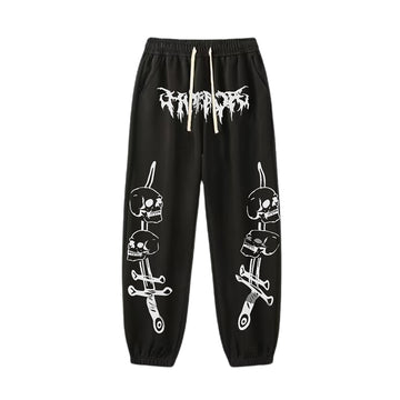 "Casual high street dark cartoon skull" Sweatpants