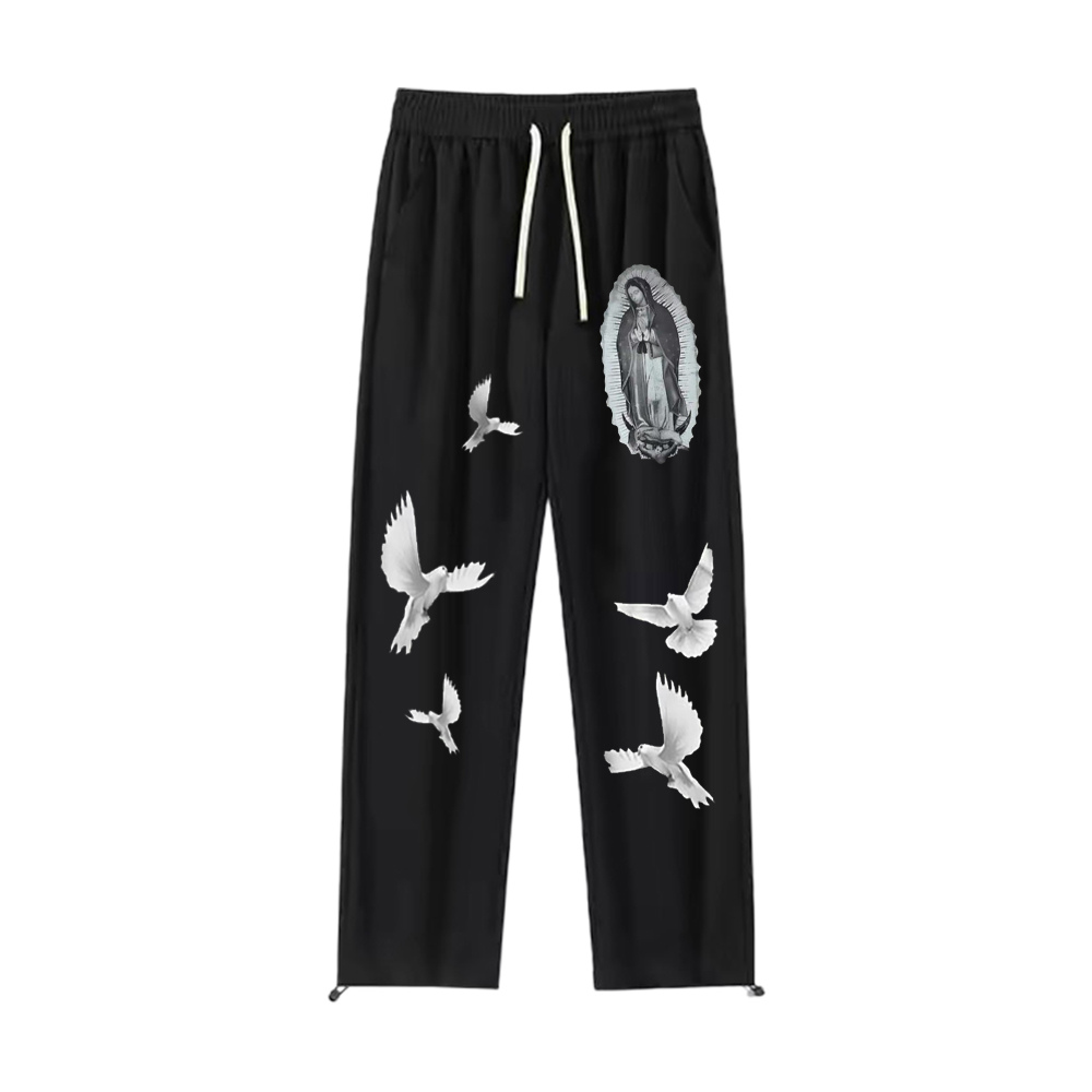 "Trendy loose casual God dove pattern" Sweatpants