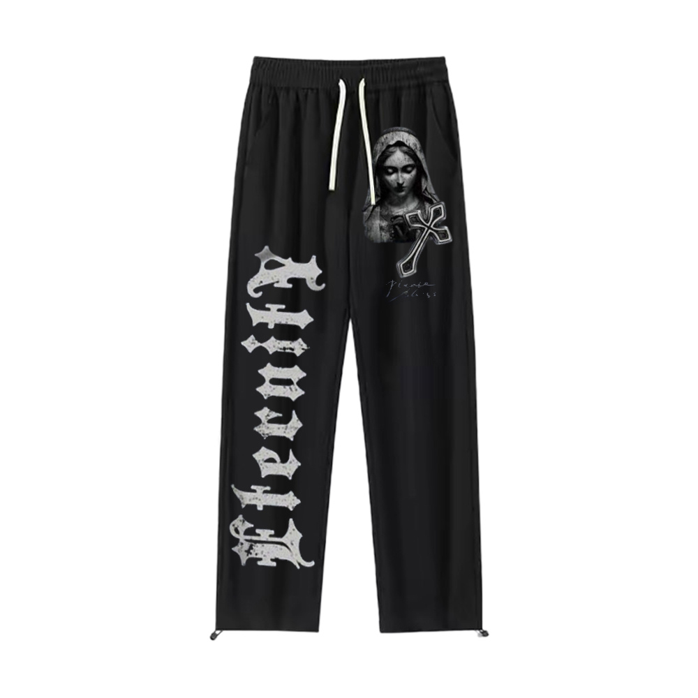 "High Street Retro Dark Letter Saint" Sweatpants