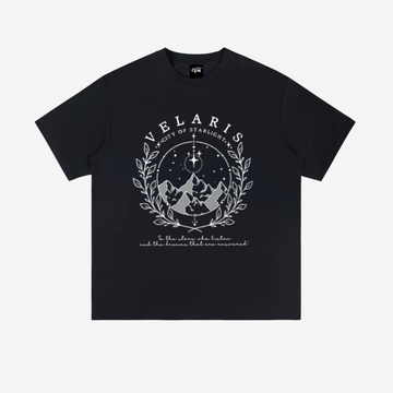 “Urban niche monochrome deep forest mountain view line print” T-shirt