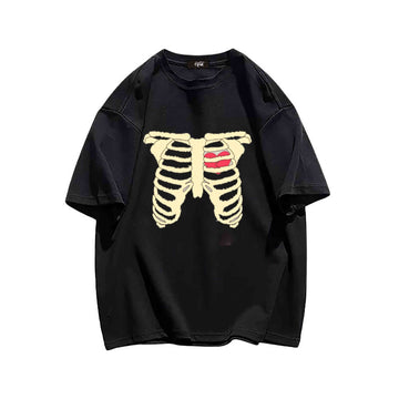 "Casual hip hop retro high street cartoon sternum heart" T-shirt