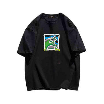 "Casual hip hop retro high street cartoon frog" T-shirt