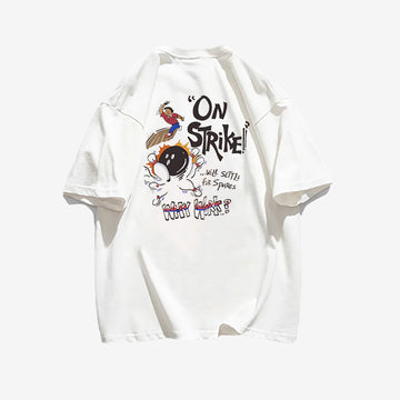 "Casual retro high street cartoon boy bowling" T-shirt