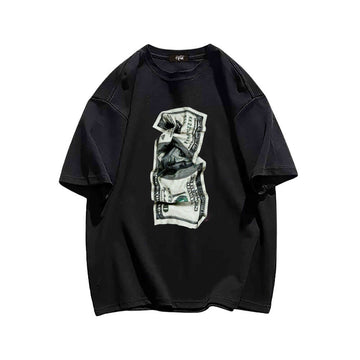 "High street casual retro banknote loose" T-shirt