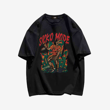 "Trend dark city destruction skull print" T-shirt