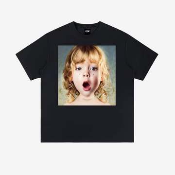 “Urban style little girl surprised character print” T-shirt