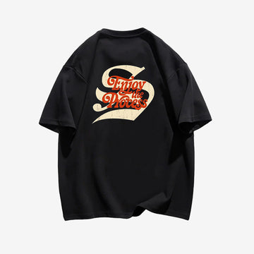 "Casual retro high street loose cartoon pattern design English" T-shirt