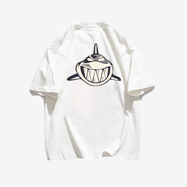 "Casual hip hop retro high street cartoon shark" T-shirt