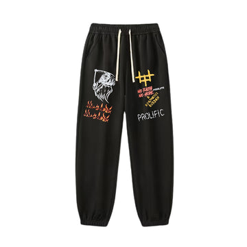 "Casual high street retro grim reaper letter cartoon" Sweatpants