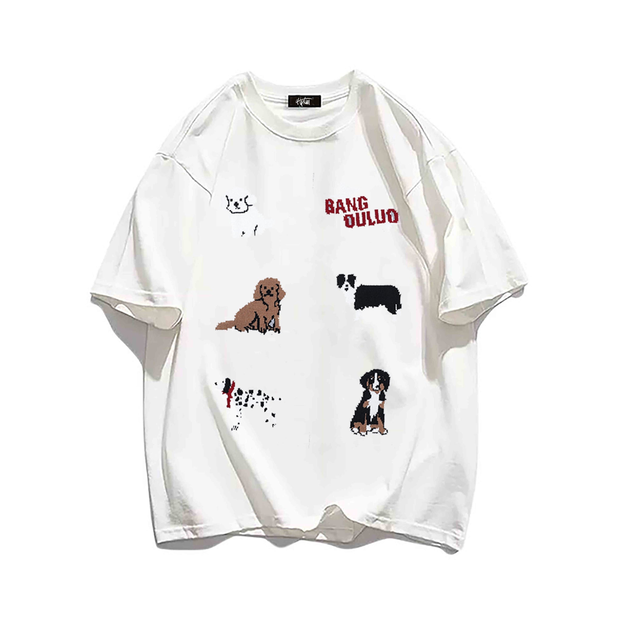 "Casual high street retro dark cartoon many puppies cute" T-shirt