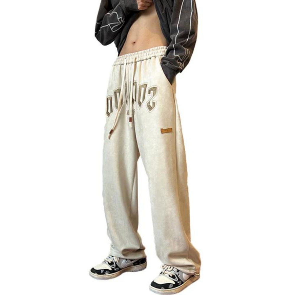 "Loose And Versatile Letter Embroidered" Sweatpants