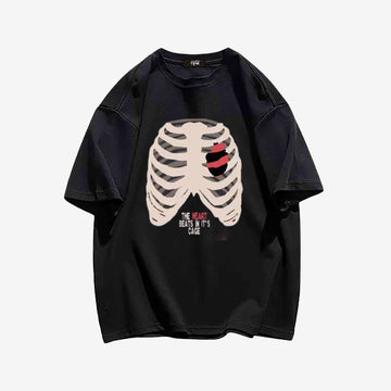 "Trend dark cartoon skeleton print" T-shirt