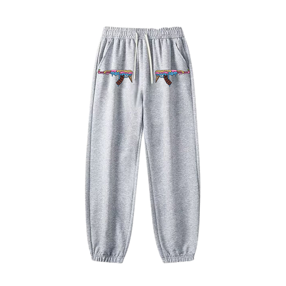 "Casual high street retro cartoon chocolate AK" Sweatpants