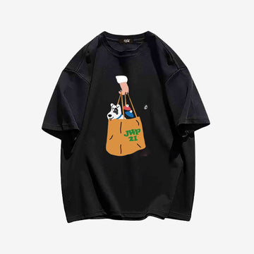 "High street niche cartoon gloves bag puppy" T-shirt