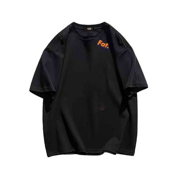 "Casual hip-hop retro high street English fat" T-shirt