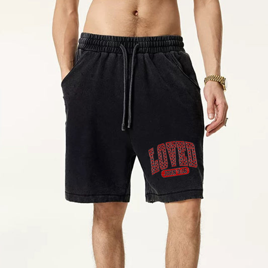 "High street casual cartoon solid color love letters" Shorts