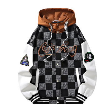“Japanese Plaid Drawstring Hooded ” Jacket