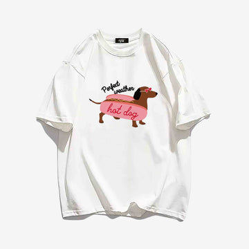 "High street niche cartoon sausage bun puppy cool" T-shirt