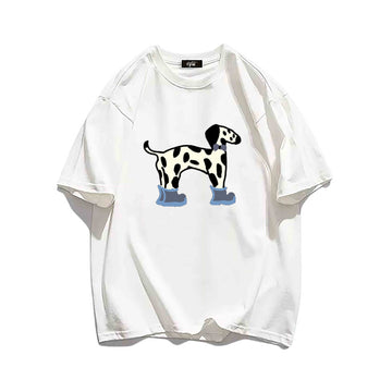 "Casual hip-hop retro high street cartoon spotted dog" T-shirt