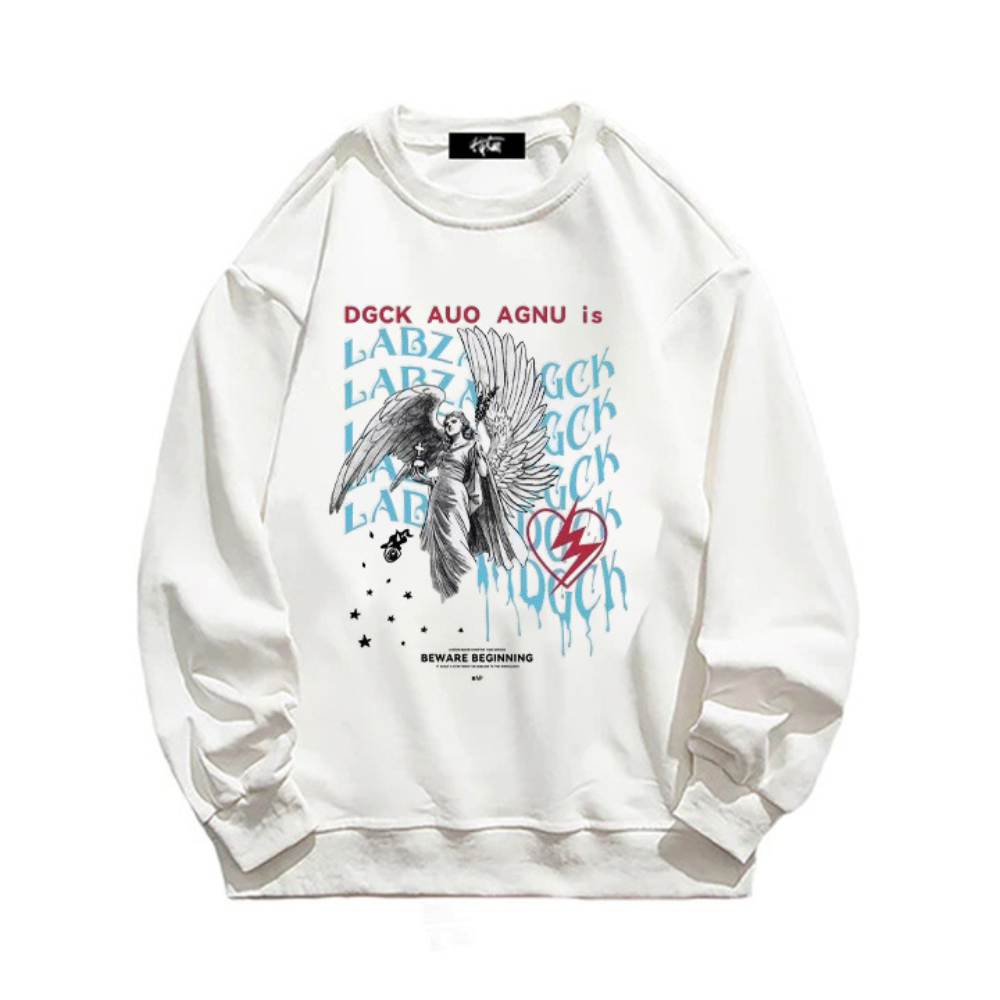“American style trendy angel heartbeat print” Sweatshirt