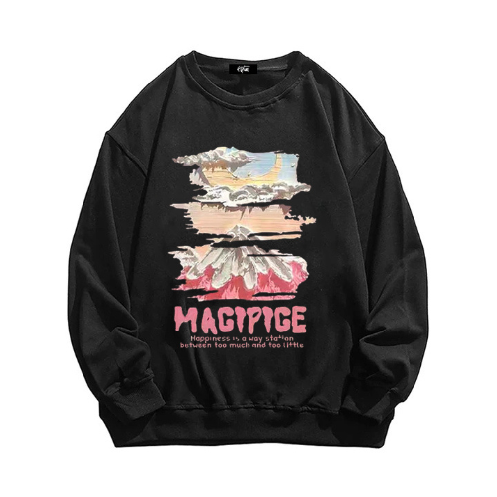 “Style trendy niche oil painting mountain view letter print” Sweatshirt