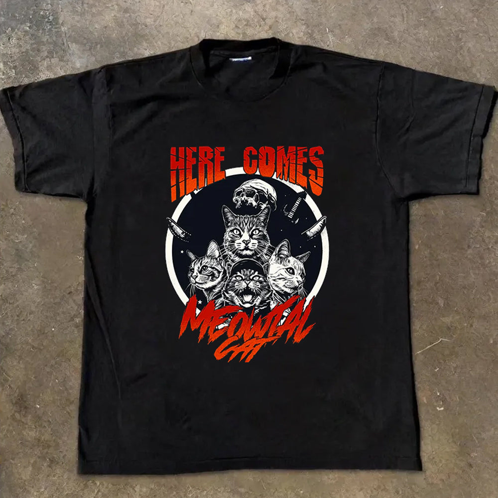 "Hip Hop Retro Cat Letters Trendy" T-shirt