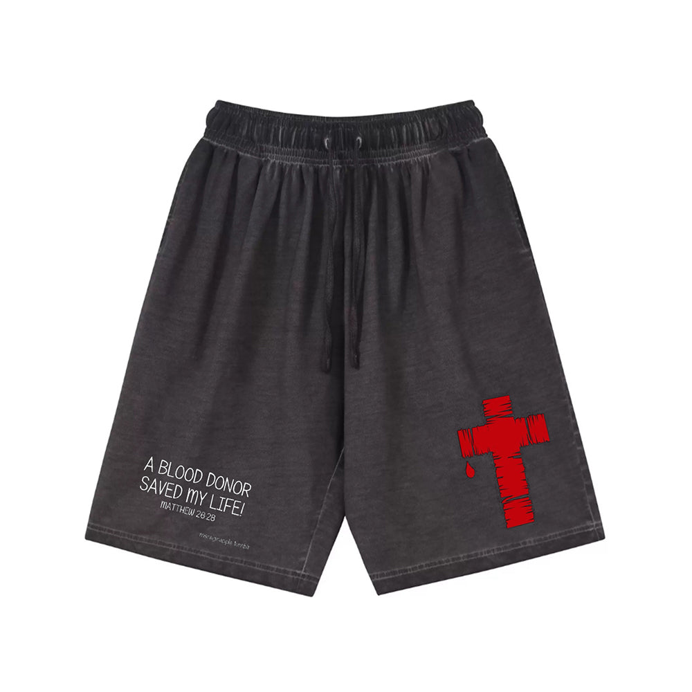 "High Street Casual Cartoon Wood Grain Cross" Shorts