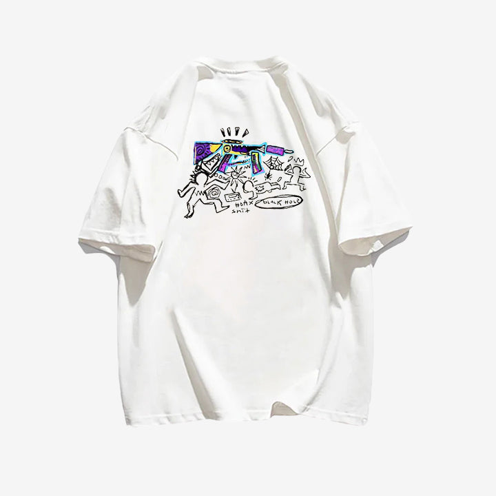 "Casual retro high street loose cartoon character graffiti" T-shirt