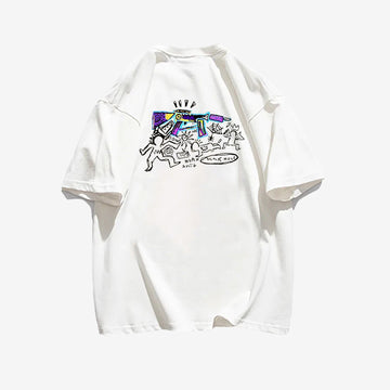 "Casual retro high street loose cartoon character graffiti" T-shirt