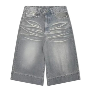 "Distressed Whiskered Denim" Shorts